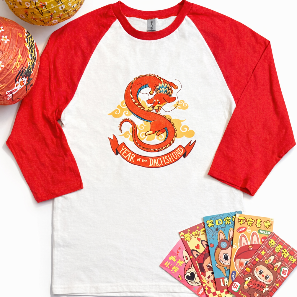 Year of the Dachshund 3/4 Raglan Sleeve Tee
