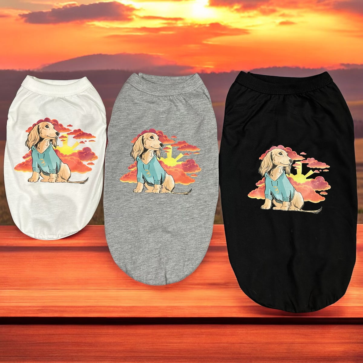 Sunset Dachshund Dog Tee