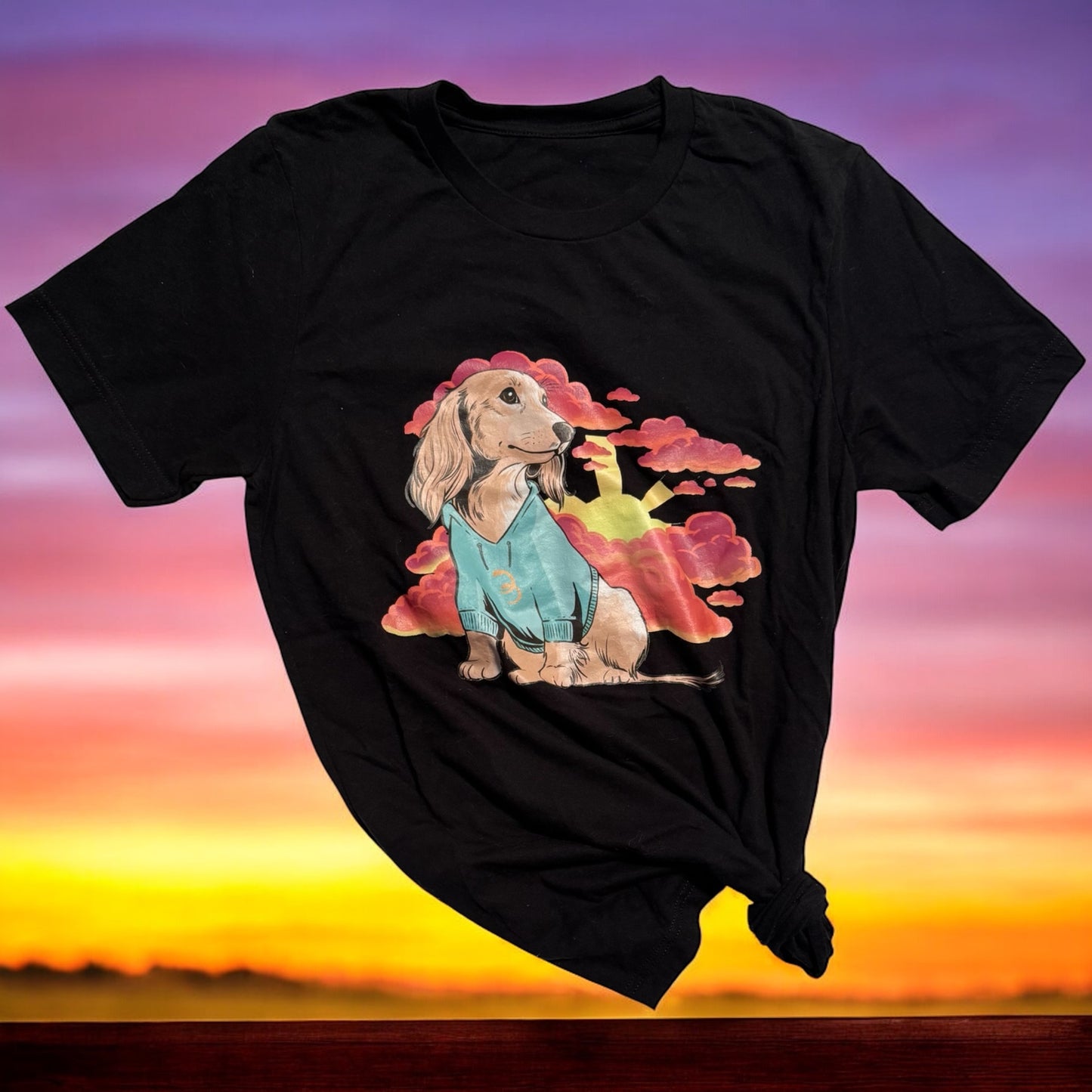 Sunset Dachshund Tee