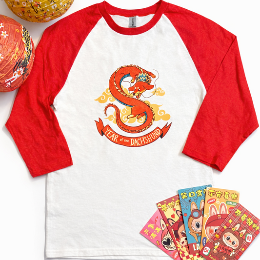 Year of the Dachshund 3/4 Raglan Sleeve Tee